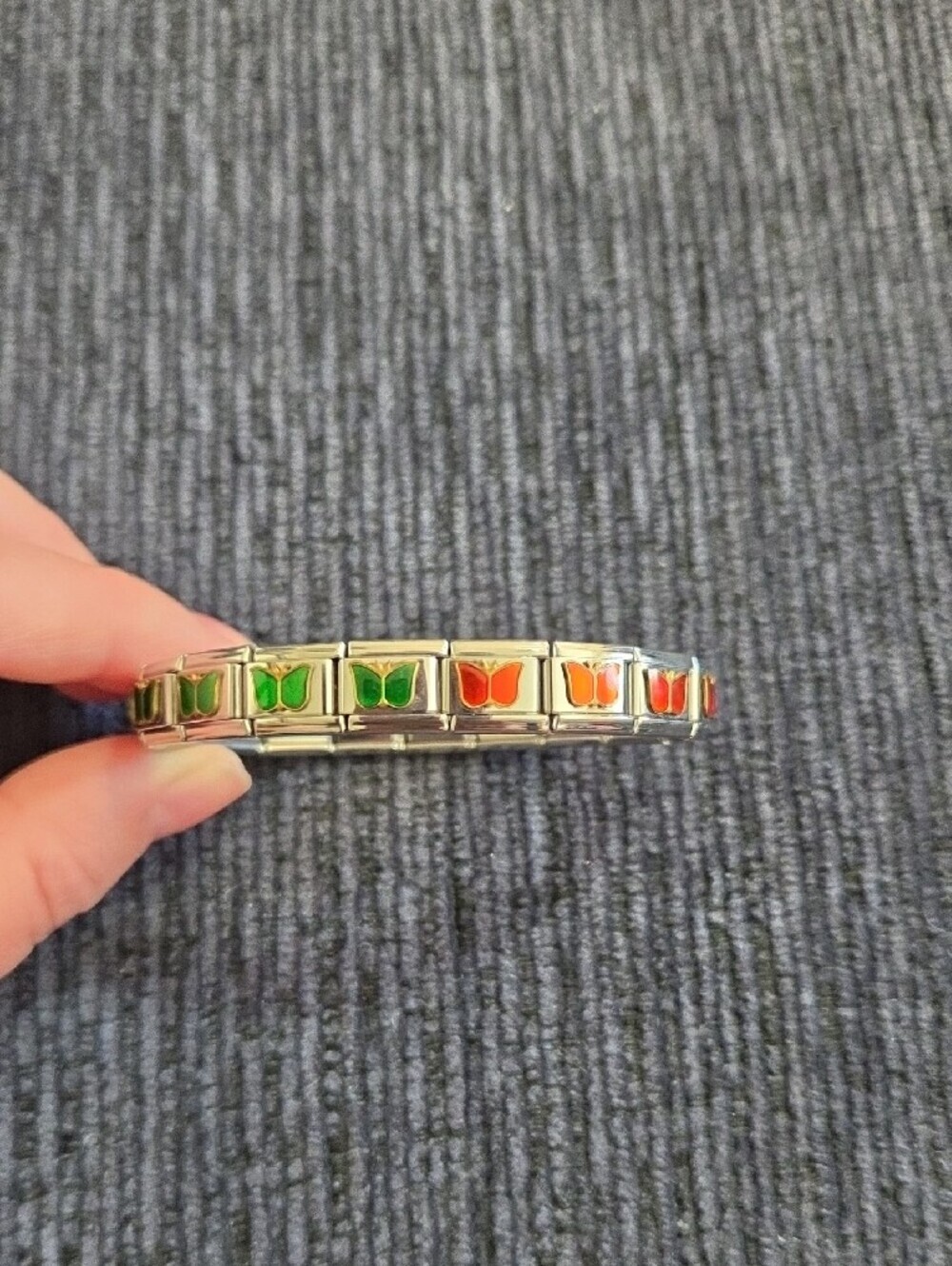 Italian Charm Bracelet Colorful Butterfly Link Bracelet - Multicolor Enamel NEW - Picture 2 of 3